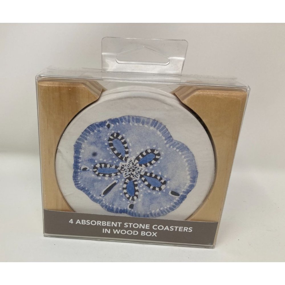 Highland Home Sandollar Stone Coasters - Set of 4 - NEW